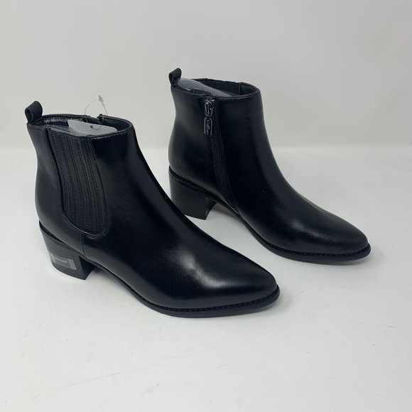 Aqua College Karlie Ankle Booties Women's‎ 8.5M Black Leather Pointed Toe S0648 - Picture 1 of 11